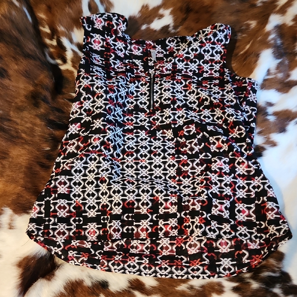 Black and Red Patterned Women's Top Sz XL
